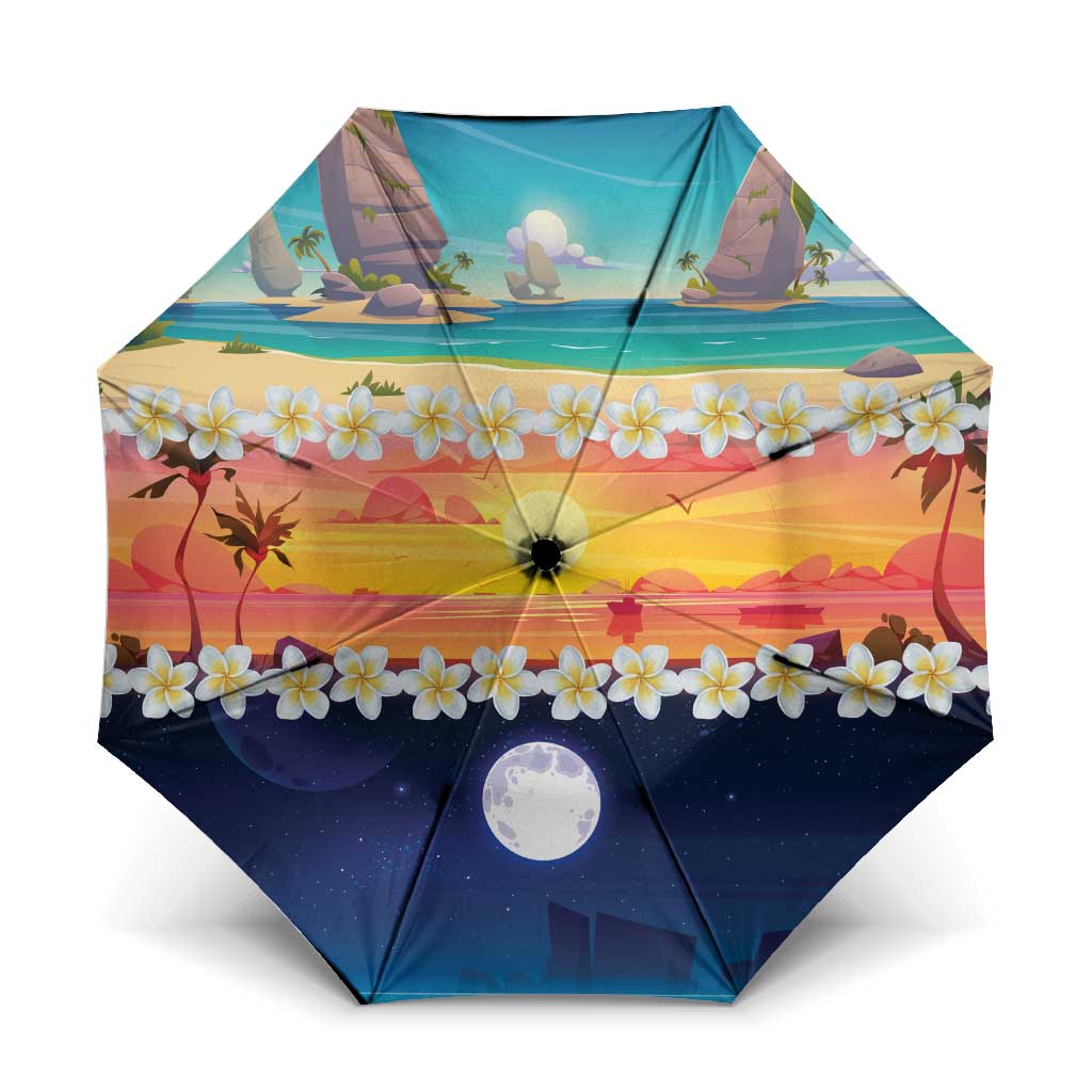 Hawaii Beach Landscape Time-Lapse Umbrella Tropical Plumeria Flowers - Polynesian Pride