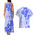 Fiji Masi With Hibiscus Tapa Tribal Couples Matching Tank Maxi Dress and Hawaiian Shirt Blue Pastel LT01 - Polynesian Pride