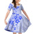 Fiji Masi With Hibiscus Tapa Tribal Kid Short Sleeve Dress Blue Pastel LT01 KID Blue - Polynesian Pride