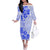 Fiji Masi With Hibiscus Tapa Tribal Off The Shoulder Long Sleeve Dress Blue Pastel LT01 Women Blue - Polynesian Pride