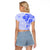 Fiji Masi With Hibiscus Tapa Tribal Raglan Cropped T Shirt Blue Pastel LT01 - Polynesian Pride