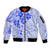 Fiji Masi With Hibiscus Tapa Tribal Sleeve Zip Bomber Jacket Blue Pastel LT01 Unisex Blue - Polynesian Pride
