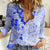 Fiji Masi With Hibiscus Tapa Tribal Women Casual Shirt Blue Pastel LT01 Female Blue - Polynesian Pride