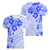 Fiji Masi With Hibiscus Tapa Tribal Women V Neck T Shirt Blue Pastel LT01 - Polynesian Pride