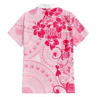 Fiji Masi With Hibiscus Tapa Tribal Family Matching Off Shoulder Short Dress and Hawaiian Shirt Pink Pastel LT01 - Polynesian Pride