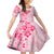 Fiji Masi With Hibiscus Tapa Tribal Kid Short Sleeve Dress Pink Pastel LT01 KID Pink - Polynesian Pride