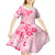 Fiji Masi With Hibiscus Tapa Tribal Kid Short Sleeve Dress Pink Pastel LT01 - Polynesian Pride