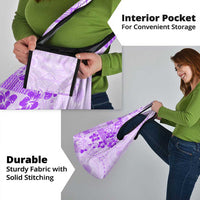 Fiji Masi With Hibiscus Tapa Tribal Grocery Bag Purple Pastel