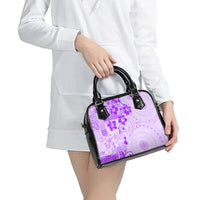 Fiji Masi With Hibiscus Tapa Tribal Shoulder Handbag Purple Pastel LT01 - Polynesian Pride
