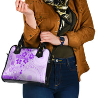Fiji Masi With Hibiscus Tapa Tribal Shoulder Handbag Purple Pastel LT01 - Polynesian Pride