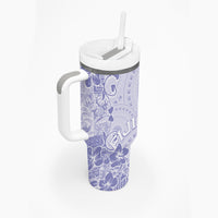 Fiji Masi With Hibiscus Tapa Tribal Tumbler With Handle Purple Pastel