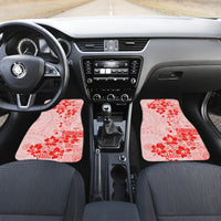 Fiji Masi With Hibiscus Tapa Tribal Car Mats Red Pastel LT01 - Polynesian Pride
