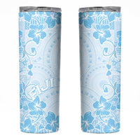 Fiji Masi With Hibiscus Tapa Tribal Skinny Tumbler Sky Blue Pastel