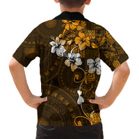 Fiji Masi With Hibiscus Tapa Tribal Kid Hawaiian Shirt Gold Version LT01 - Polynesian Pride