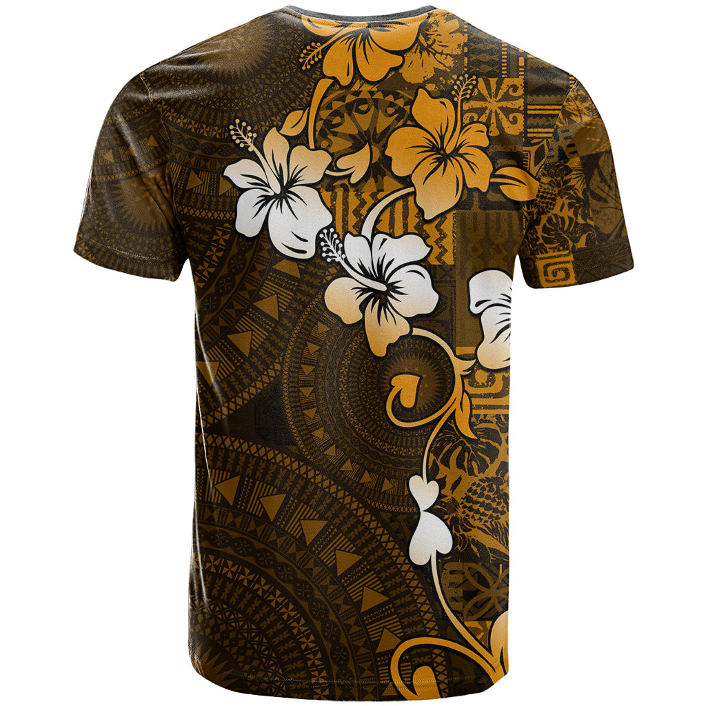 Fiji Masi With Hibiscus Tapa Tribal T Shirt Gold Version LT01 - Polynesian Pride