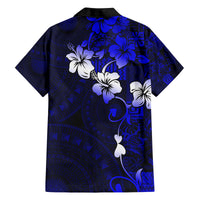 Fiji Masi Family Matching Tank Maxi Dress and Hawaiian Shirt Fijian Hibiscus Navy Blue Gold Version LT01 - Polynesian Pride