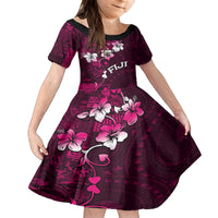 Fiji Masi Family Matching Tank Maxi Dress and Hawaiian Shirt Fijian Hibiscus Tapa Pink Version LT01 Daughter's Dress Pink - Polynesian Pride