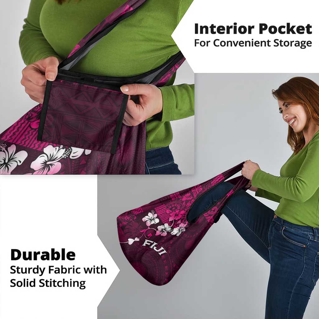 Fiji Masi Grocery Bag Fijian Hibiscus Tapa Pink Version