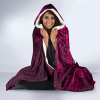 Fiji Masi Hooded Blanket Fijian Hibiscus Tapa Pink Version LT01 - Polynesian Pride
