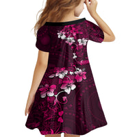 Fiji Masi Kid Short Sleeve Dress Fijian Hibiscus Tapa Pink Version LT01 - Polynesian Pride