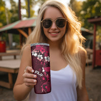 Fiji Masi Skinny Tumbler Fijian Hibiscus Tapa Pink Version