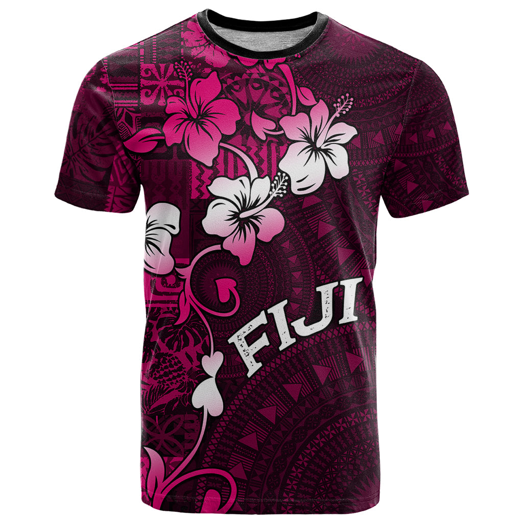 Fiji Masi T Shirt Fijian Hibiscus Tapa Pink Version LT01 Pink - Polynesian Pride