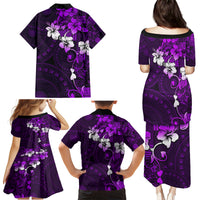 Fiji Masi Family Matching Puletasi Dress and Hawaiian Shirt Fijian Hibiscus Tapa Purple Version LT01 - Polynesian Pride
