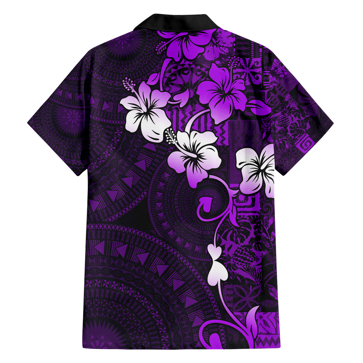 Fiji Masi Family Matching Tank Maxi Dress and Hawaiian Shirt Fijian Hibiscus Tapa Purple Version LT01 - Polynesian Pride