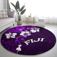 Fiji Masi Round Carpet Fijian Hibiscus Tapa Purple Version LT01 - Polynesian Pride