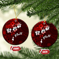 Fiji Masi Ceramic Ornament Fijian Hibiscus Tapa Red Version LT01 Circle Red - Polynesian Pride