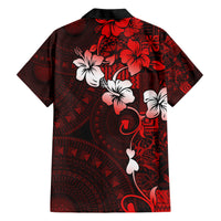 Fiji Masi Family Matching Short Sleeve Bodycon Dress and Hawaiian Shirt Fijian Hibiscus Tapa Red Version LT01 - Polynesian Pride