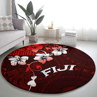 Fiji Masi Round Carpet Fijian Hibiscus Tapa Red Version LT01 - Polynesian Pride