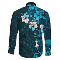 Fiji Masi Family Matching Tank Maxi Dress and Hawaiian Shirt Fijian Hibiscus Tapa Sky Blue Version LT01 - Polynesian Pride