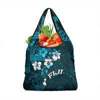 Fiji Masi Grocery Bag Fijian Hibiscus Tapa Sky Blue Version