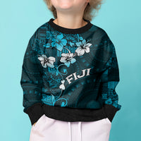 Fiji Masi Kid Ugly Christmas Sweater Fijian Hibiscus Tapa Sky Blue Version LT01 - Polynesian Pride