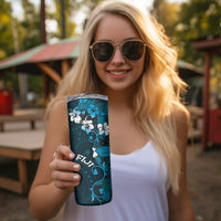 Fiji Masi Skinny Tumbler Fijian Hibiscus Tapa Sky Blue Version