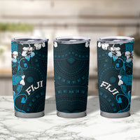 Fiji Masi Tumbler Cup Fijian Hibiscus Tapa Sky Blue Version LT01 - Polynesian Pride