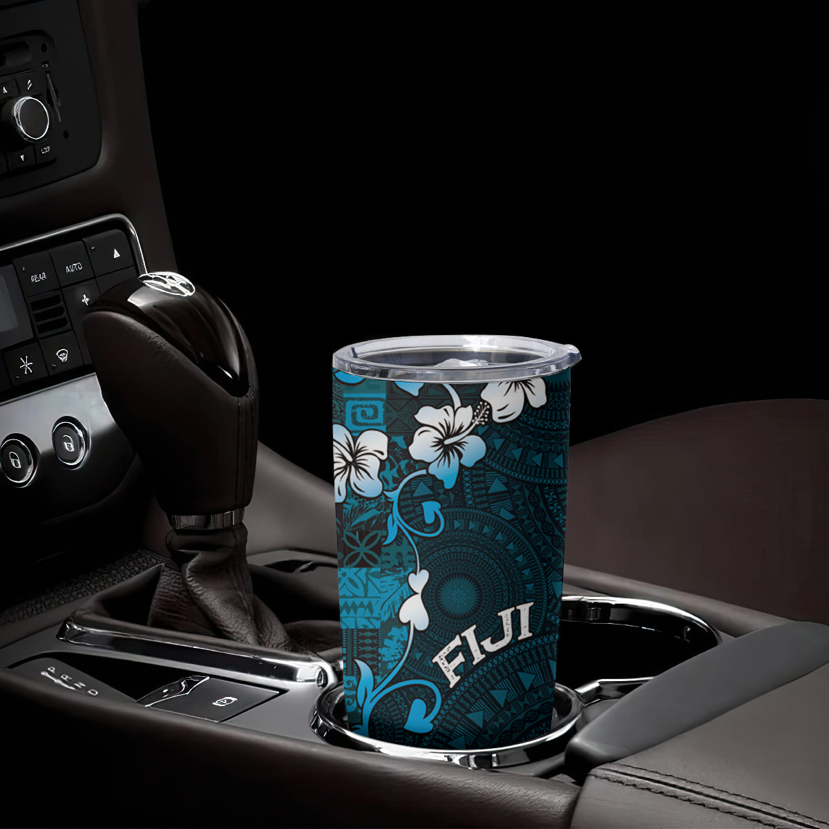 Fiji Masi Tumbler Cup Fijian Hibiscus Tapa Sky Blue Version LT01 - Polynesian Pride