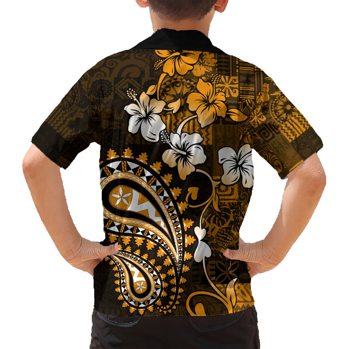 Fiji Masi Paisley With Hibiscus Tapa Hawaiian Shirt Gold Version LT01 - Polynesian Pride