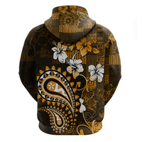Fiji Masi Paisley With Hibiscus Tapa Hoodie Gold Version LT01 - Polynesian Pride