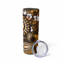 Fiji Masi Paisley With Hibiscus Tapa Skinny Tumbler Gold Version