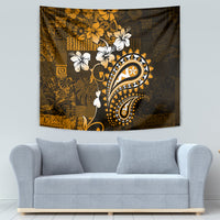 Fiji Masi Paisley With Hibiscus Tapa Tapestry Gold Version LT01 - Polynesian Pride