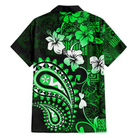 Fiji Masi Paisley With Hibiscus Tapa Family Matching Tank Maxi Dress and Hawaiian Shirt Green Version LT01 - Polynesian Pride