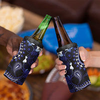 Fiji Masi Paisley With Hibiscus Tapa 4 in 1 Can Cooler Tumbler Navy Blue Version