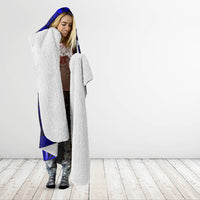 Fiji Masi Paisley With Hibiscus Tapa Hooded Blanket Navy Blue Version LT01 - Polynesian Pride