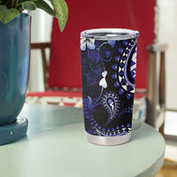 Fiji Masi Paisley With Hibiscus Tapa Tumbler Cup Navy Blue Version