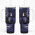 Fiji Masi Paisley With Hibiscus Tapa Tumbler With Handle Navy Blue Version