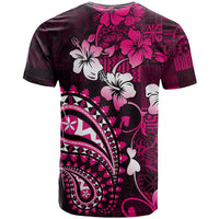 Fiji Masi Paisley With Hibiscus Tapa T Shirt Pink Version LT01 - Polynesian Pride