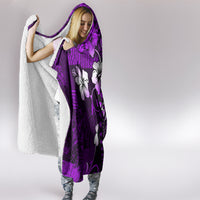 Fiji Masi Paisley Hooded Blanket Fijian Hibiscus Tapa Purple Version LT01 - Polynesian Pride