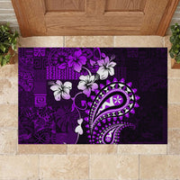Fiji Masi Paisley Rubber Doormat Fijian Hibiscus Tapa Purple Version LT01 - Polynesian Pride
